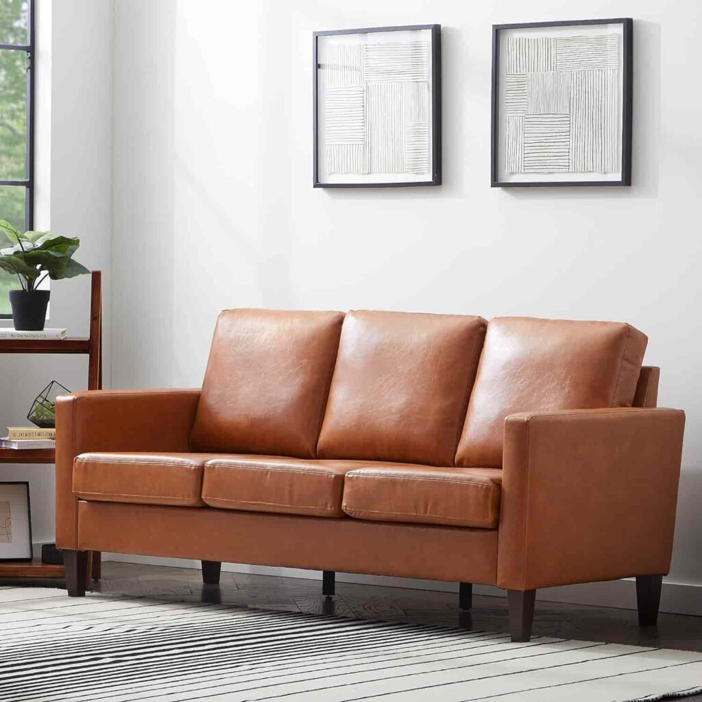 brown leather sofa