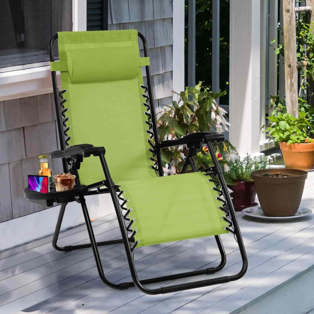 zero gravity chair with pillow and cup holder