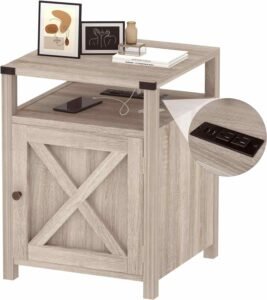 farmhouse end table with charging station
