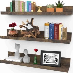 modern walnut floating shelves