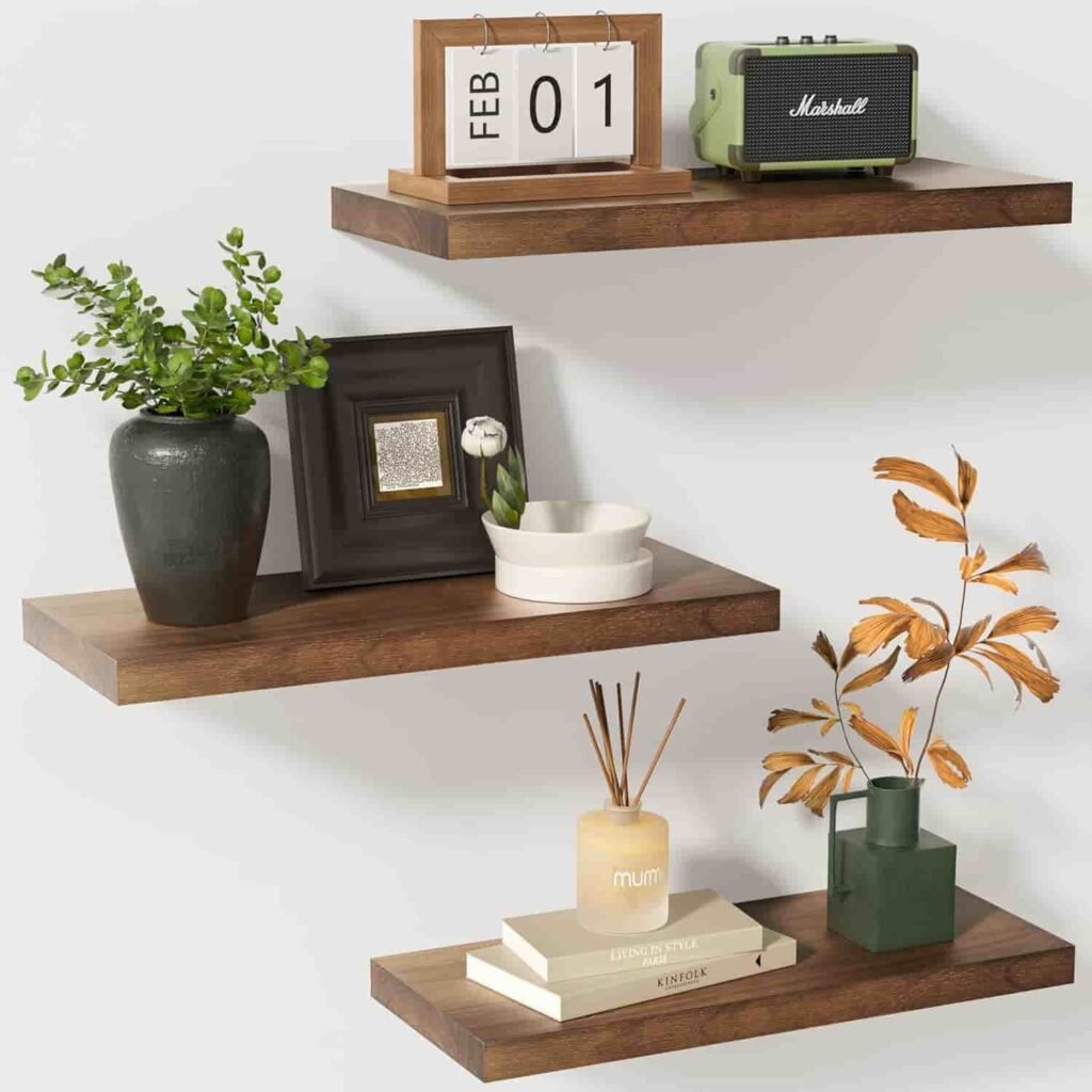 top rated walnut floating shelves