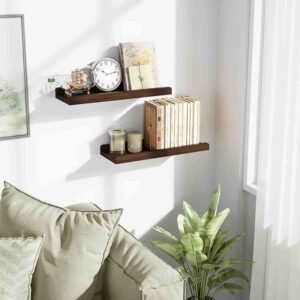 walnut floating shelves