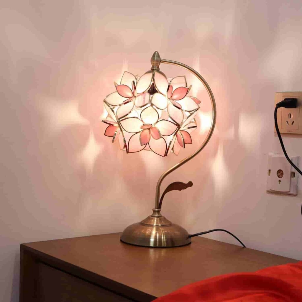 Table Lamp with Vintage Brass Base