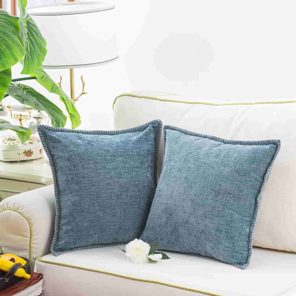 blue pillow covers couch