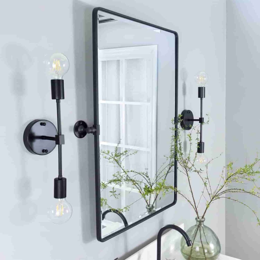 decorative metal frame bathroom mirror