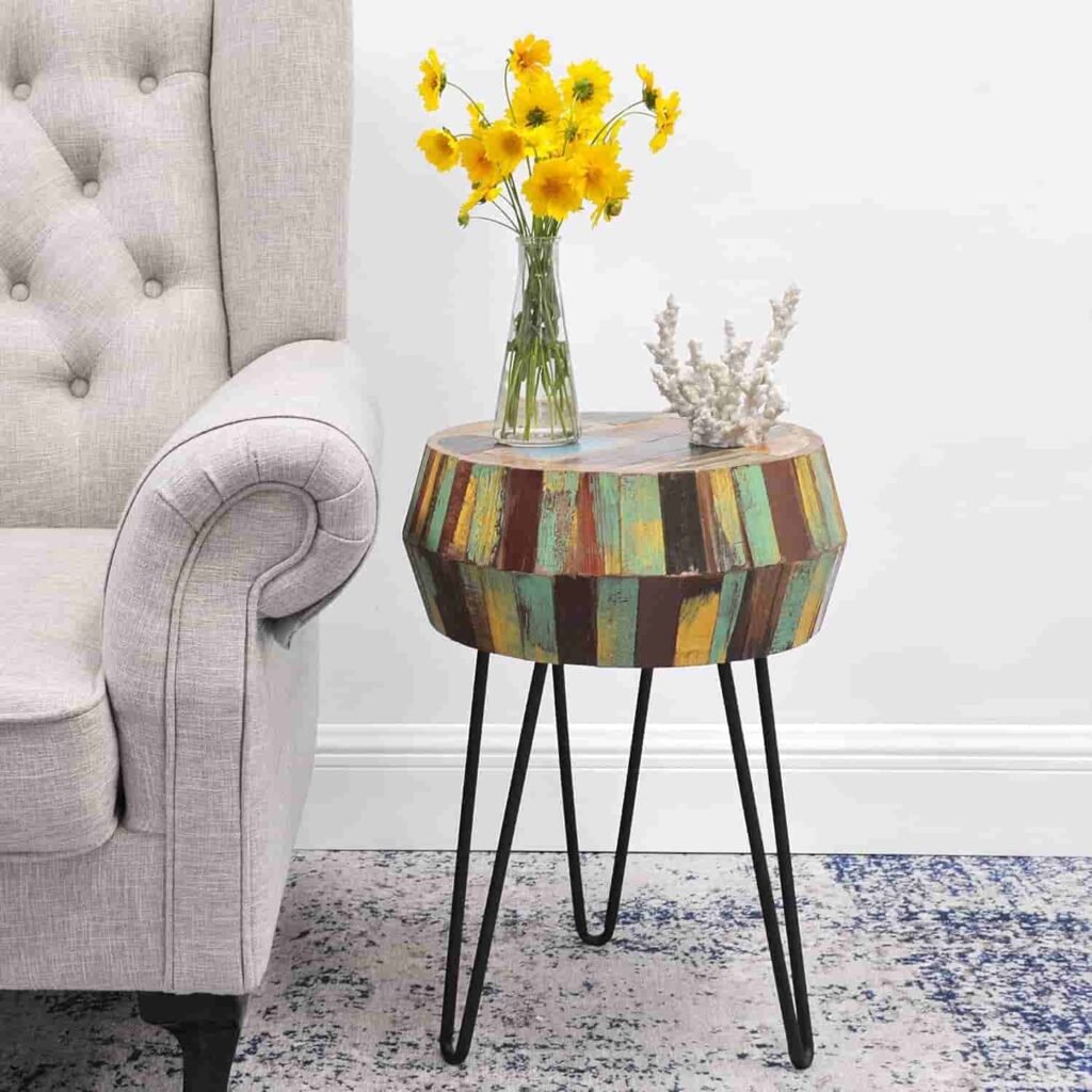 drum side table with storage