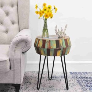 drum side table with storage