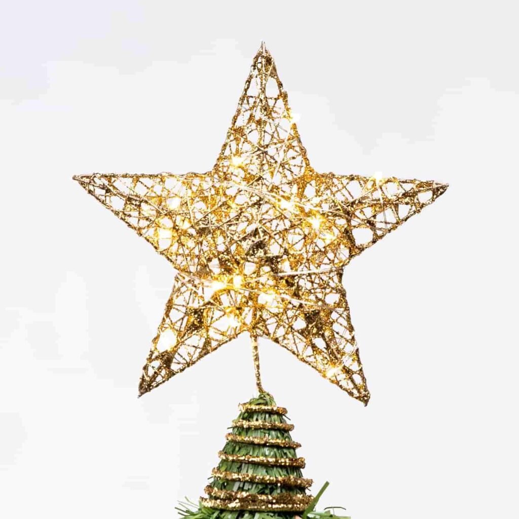 gold glitter star tree topper