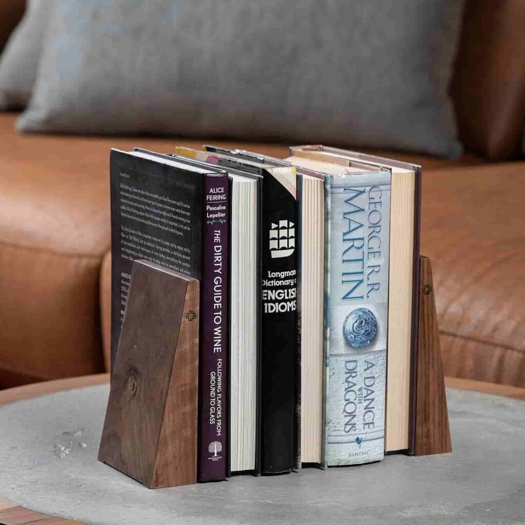modern wooden bookends