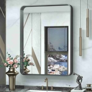 rectangular metal frame bathroom mirror