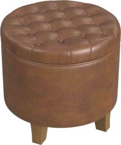 round leather ottomans