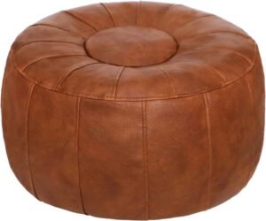 round leather ottomans storage