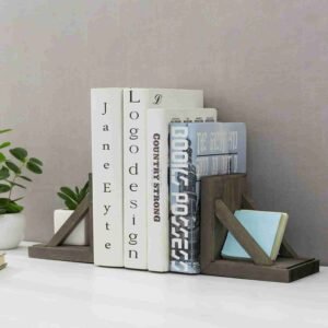 rustic wood bookends