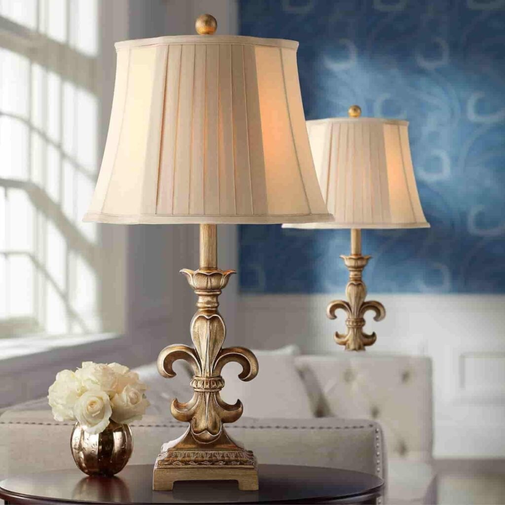table lamp with pleated lamps