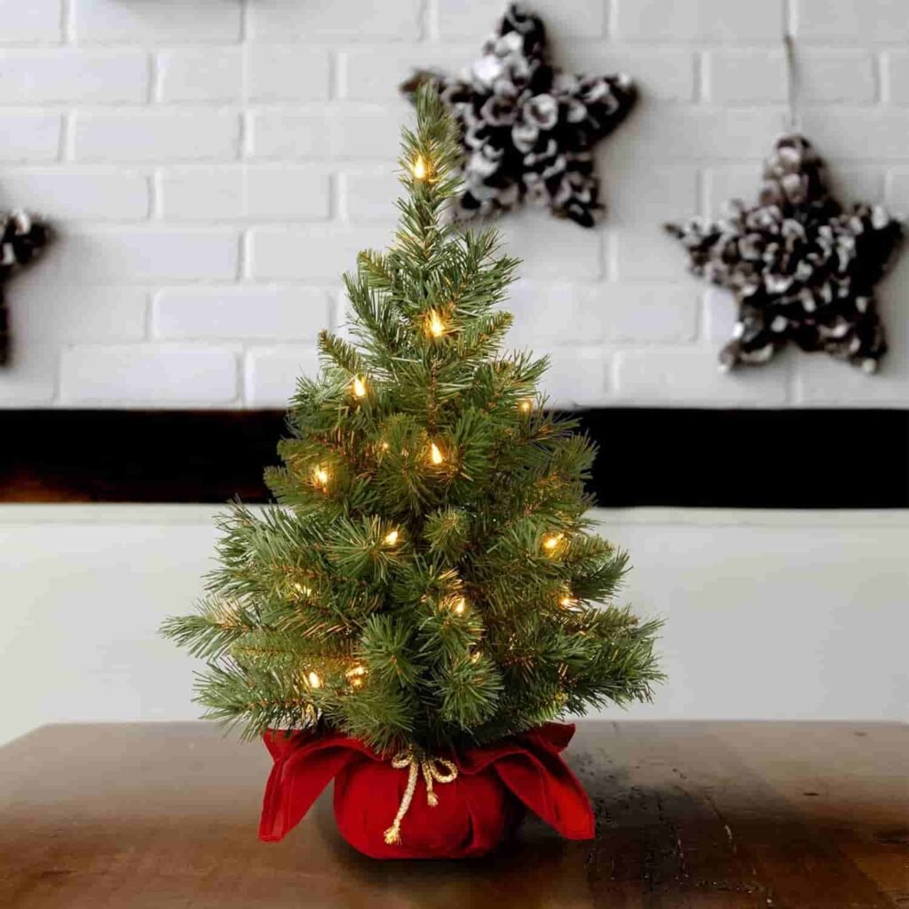 tabletop christmas trees with lights