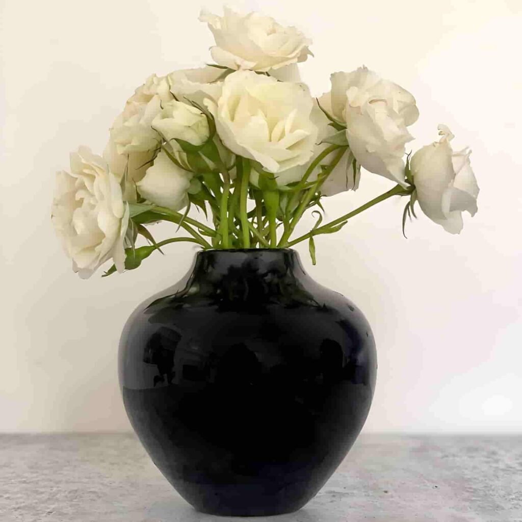 textured black vases