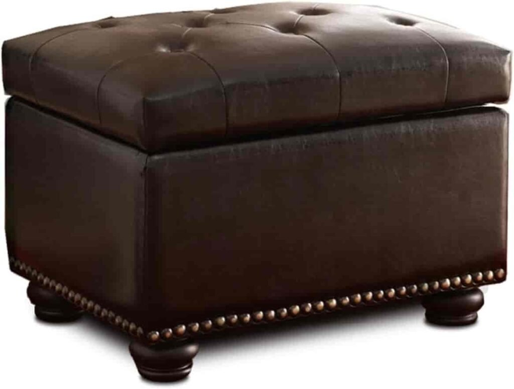 top round leather ottomans