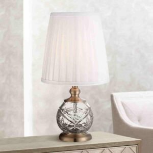 white pleated table lamps