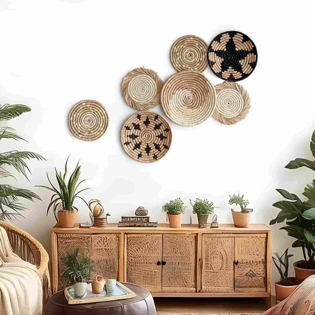 wicker wall basket decor