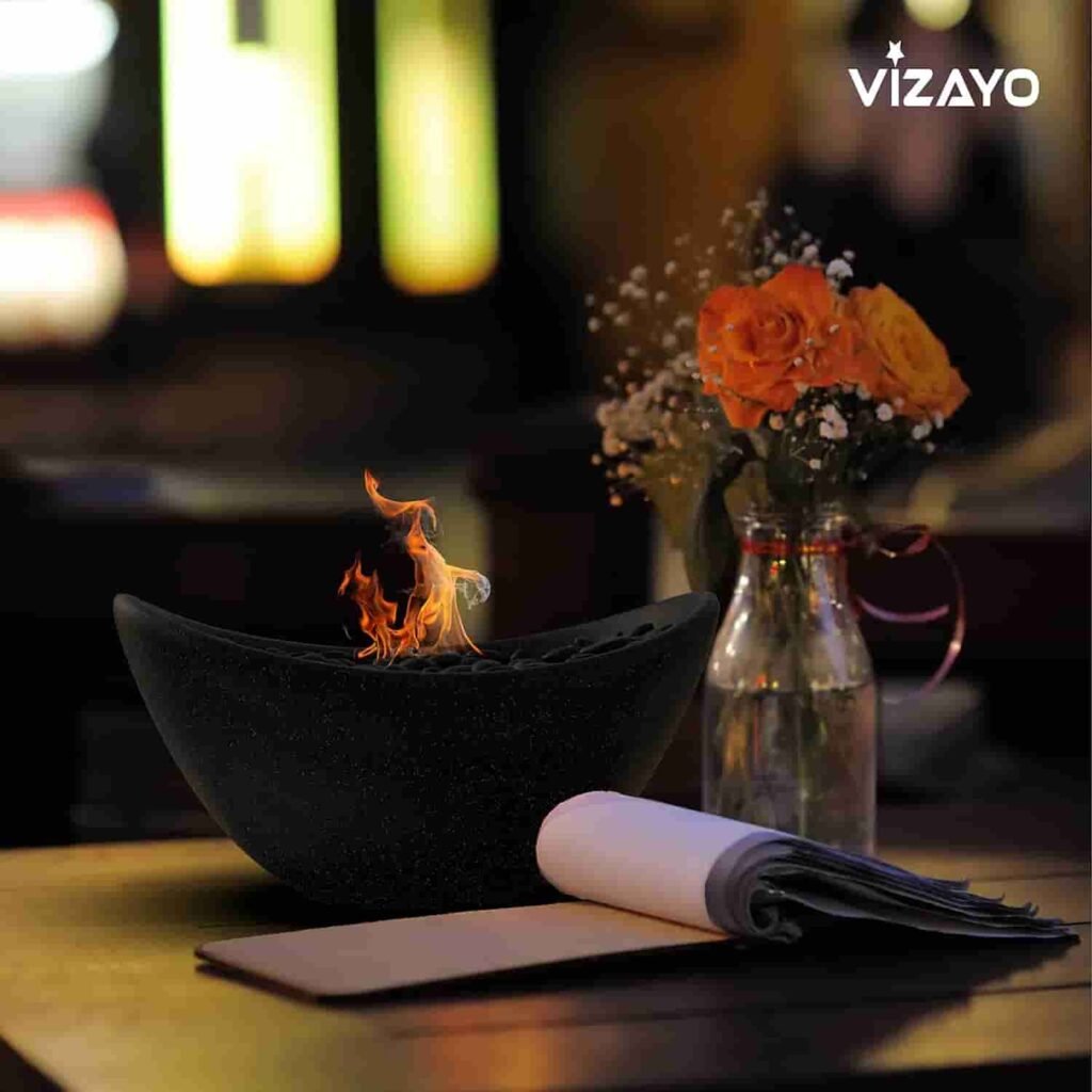 wood tabletop fire bowl