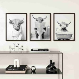 funny cow wall art bathroom decor