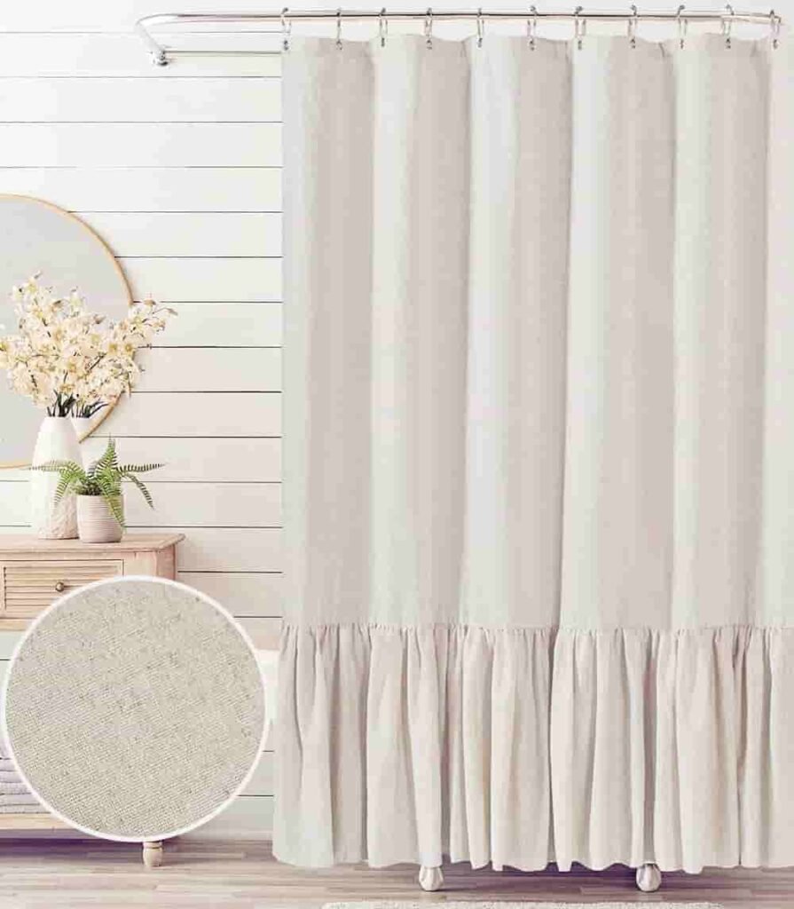 neutral linen shower curtains
